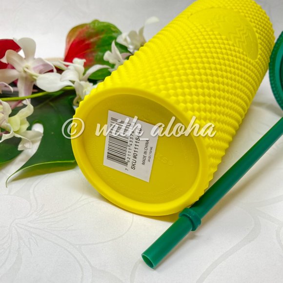 Starbucks NEON PINK & Yellow Pineapple Studded Cup - Picture 8 of 11